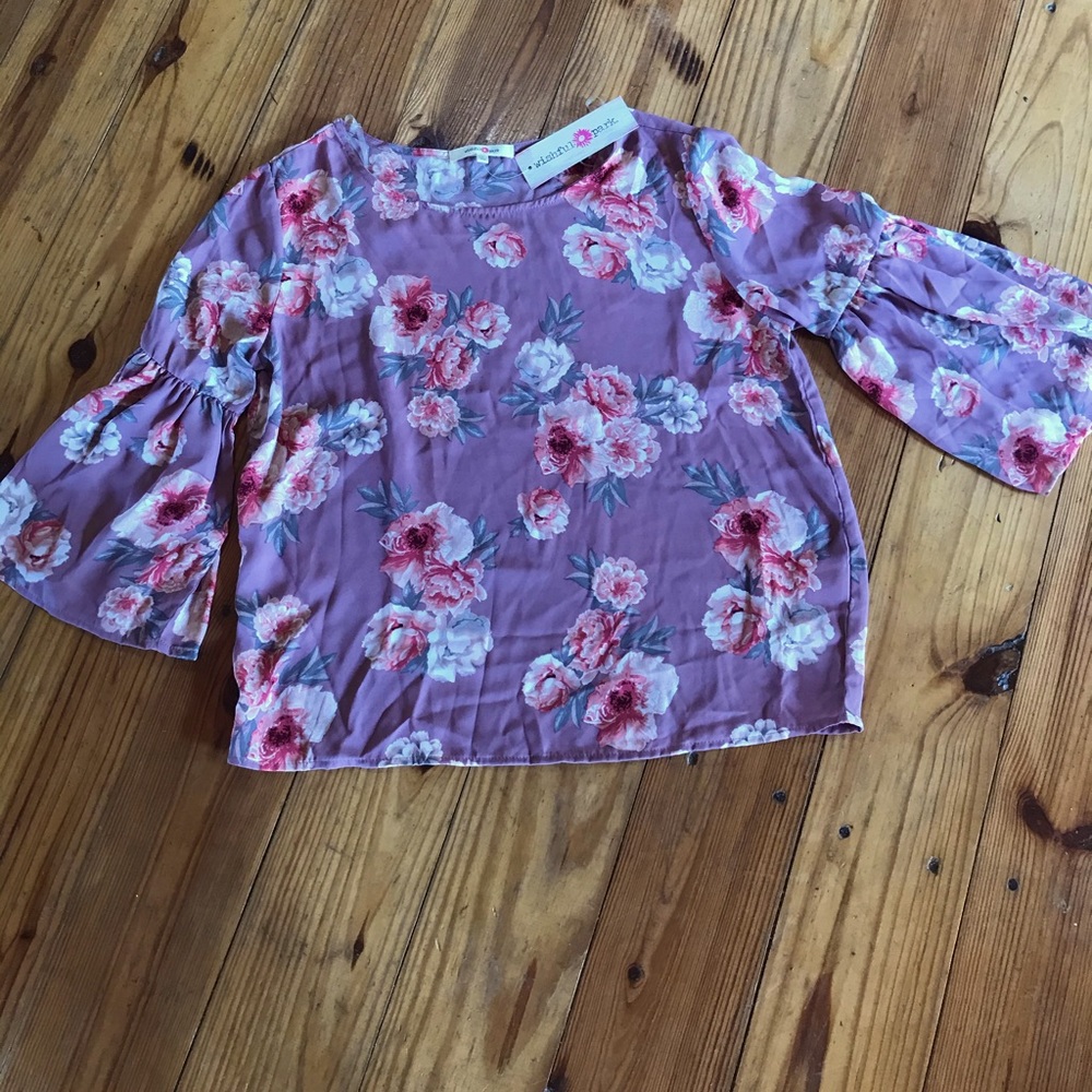NWT Dusty rose floral bohemian blouse size L